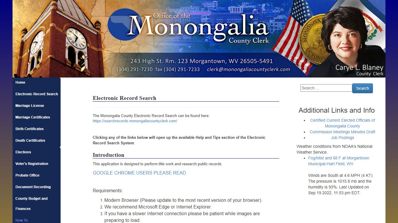 Electronic Record Search - Monongalia County Clerk