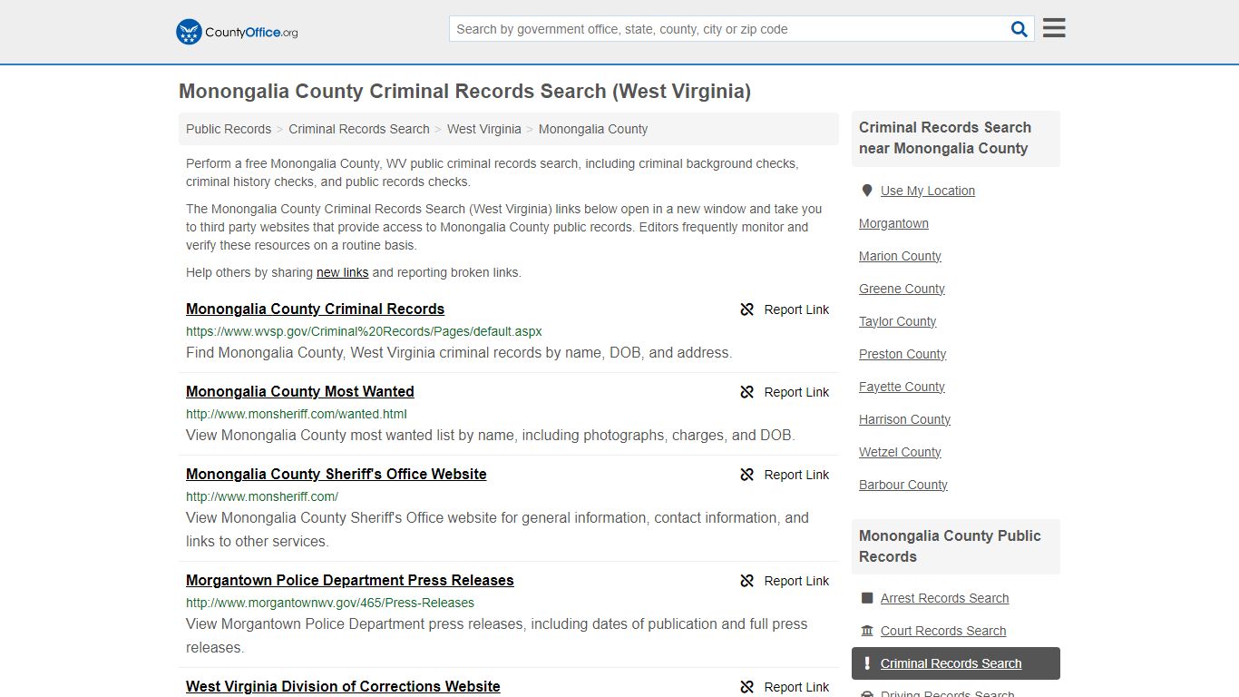 Monongalia County Criminal Records Search (West Virginia) - County Office